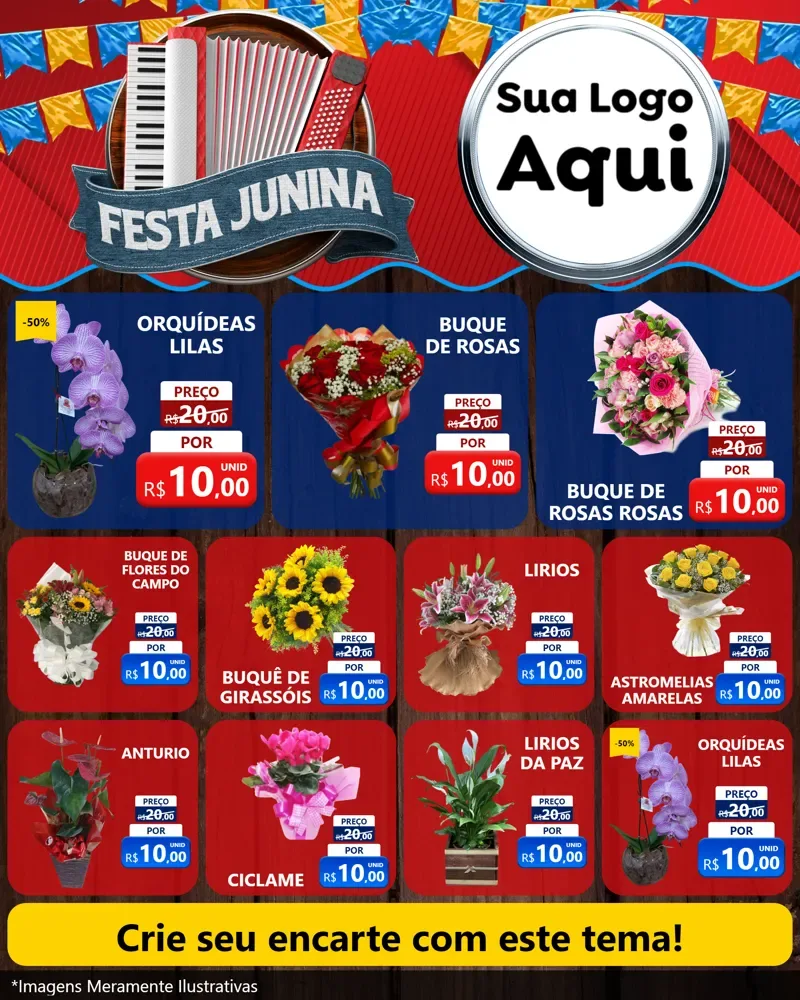 Modelo de Rede Social para Feed Instagram com o tema Festa Junina para Floricultura e jardim
