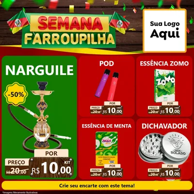 Modelo de Rede Social para Feed Facebook com o tema Semana Farroupilha para Tabacaria