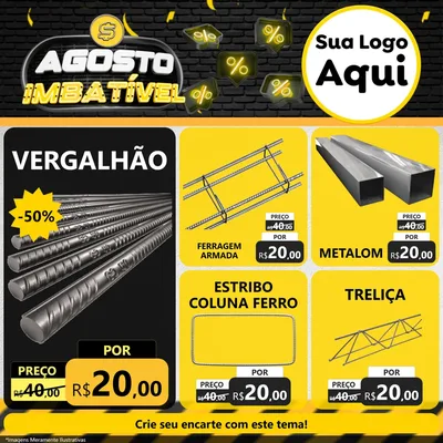 Modelo de Rede Social para Feed Facebook com o tema Agosto Imbatível para Ferragens