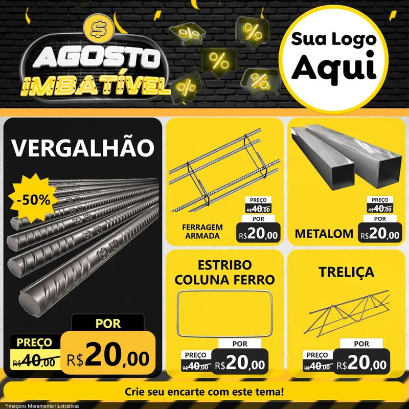 Modelo de Rede Social para Feed Facebook com o tema Agosto Imbatível para Ferragens