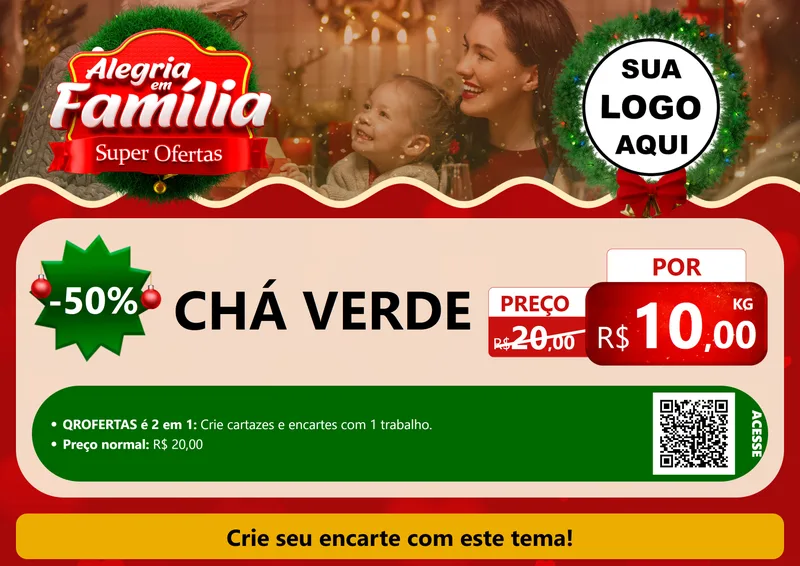 Modelo de Cartaz para Cartaz A4 Horizontal com o tema Alegria Em Família - Super Ofertas para Produtos Naturais