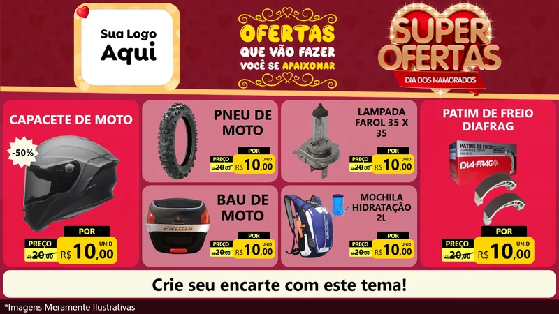 Modelo de TV para TV Horizontal com o tema Dia dos Namorados para Moto peças