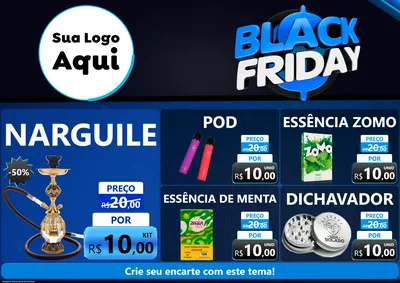 Modelo de Encarte para Encarte A4 Horizontal com o tema Black Friday para Tabacaria