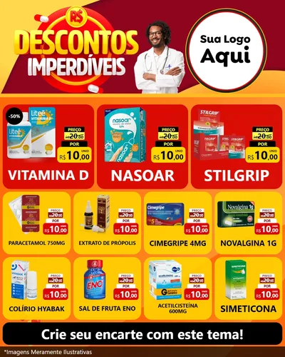Modelo de Rede Social para Feed Instagram com o tema Descontos Imperdíveis para Farmácia