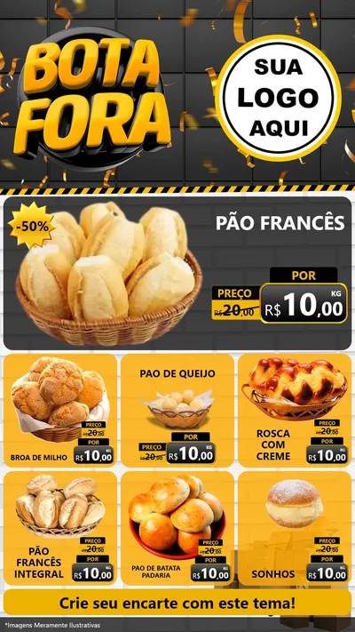 Modelo de Rede Social para Stories com o tema Bota Fora para Padaria