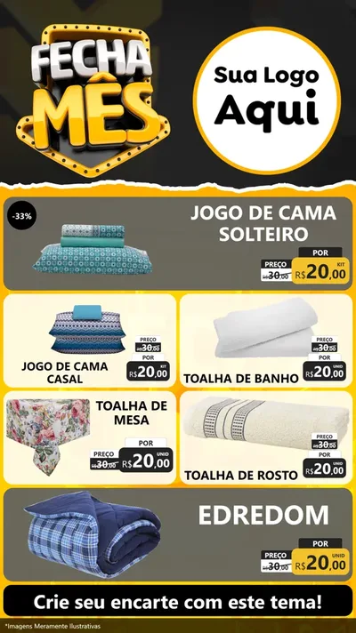 Modelo de TV para TV Vertical com o tema Fecha Mês para Cama, Mesa e Banho