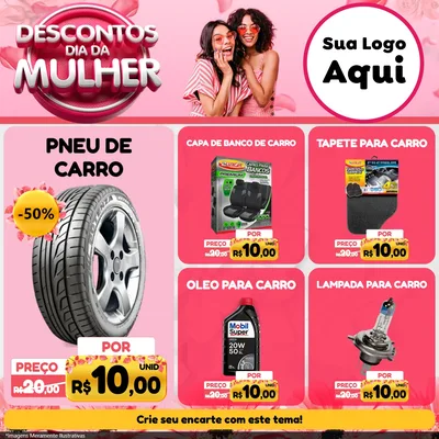 Modelo de Rede Social para Feed Facebook com o tema Descontos Dia da Mulher para Auto peças