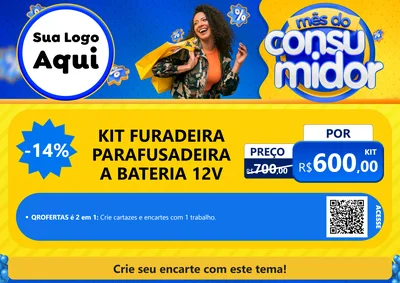 Modelo de Cartaz para Cartaz A4 Horizontal com o tema Mês do Consumidor para Maquinas e Ferramentas