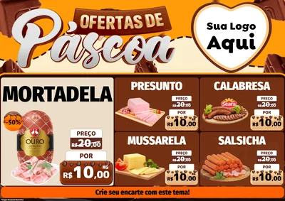 Modelo de Encarte para Encarte A4 Horizontal com o tema Ofertas de Páscoa para Frios e Laticínios