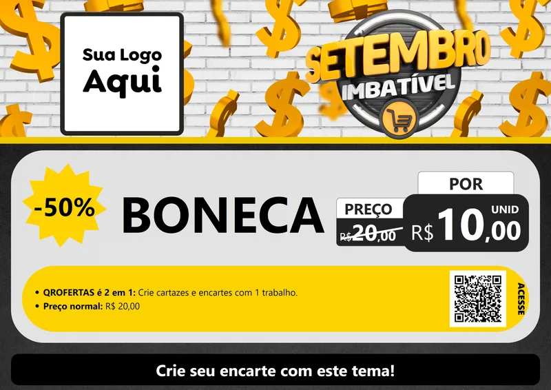Modelo de Cartaz para Cartaz A4 Horizontal com o tema Setembro Imbatível para Brinquedos