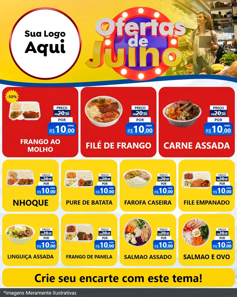 Modelo de Rede Social para Feed Instagram com o tema Ofertas de Julho para Restaurante