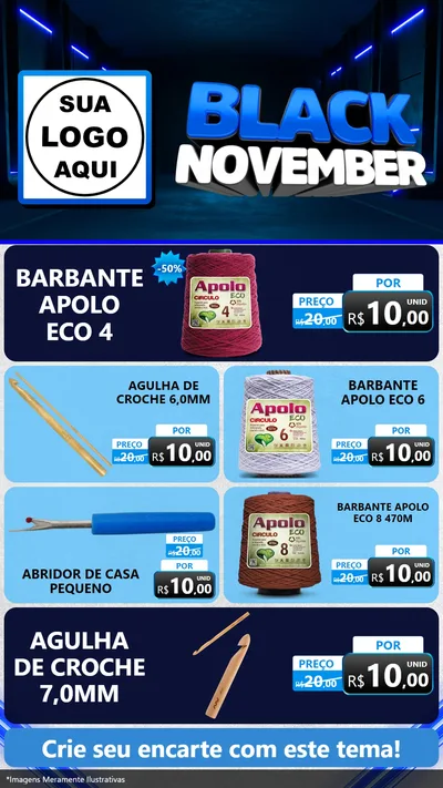 Modelo de TV para TV Vertical com o tema Black November para Armarinho e Aviamentos