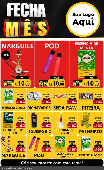 Modelo de Encarte para Encarte Grande com o tema Fecha Mês para Tabacaria