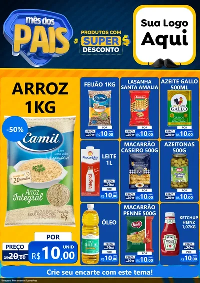 Modelo de Encarte para Encarte A4 Vertical com o tema Mês dos Pais para Supermercado