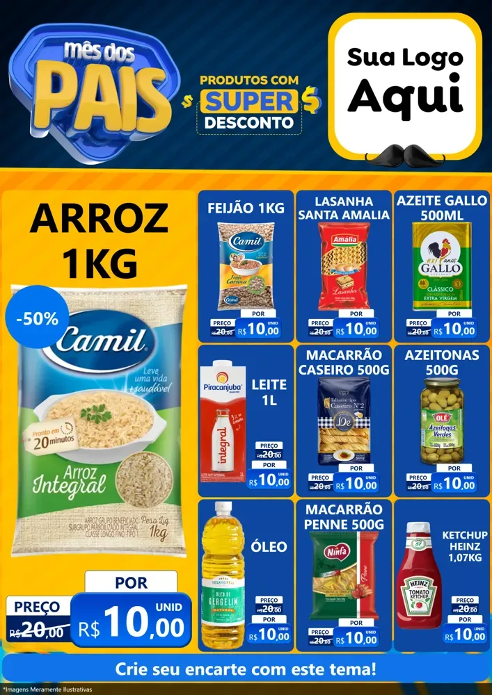 Modelo de Encarte para Encarte A4 Vertical com o tema Mês dos Pais para Supermercado