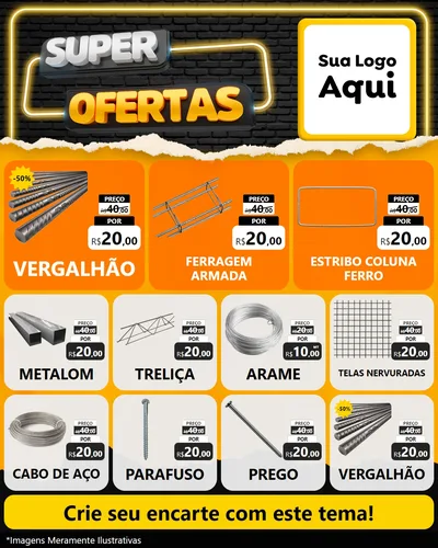 Modelo de Rede Social para Feed Instagram com o tema Super Ofertas para Ferragens