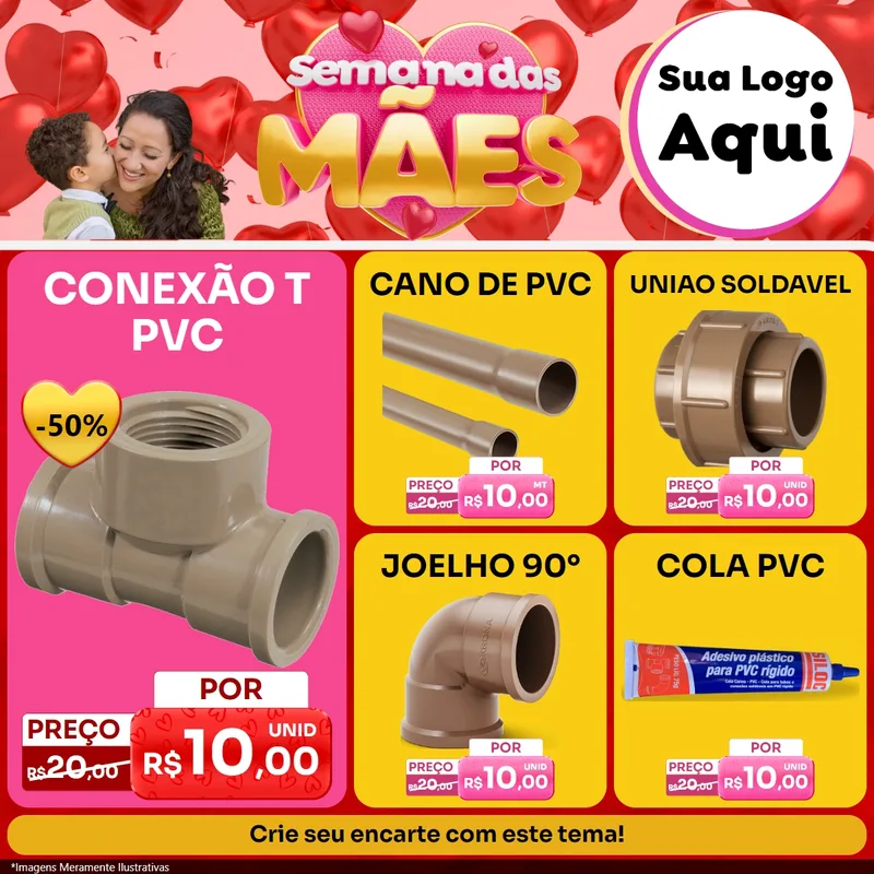 Modelo de Rede Social para Feed Facebook com o tema Semana Das Mães para Tubos e conexões