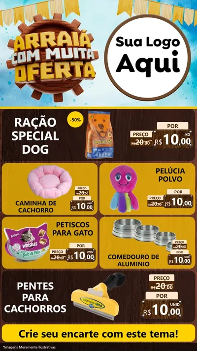 Modelo de TV para TV Vertical com o tema Ofertas de São João - Junina para Pet Shop
