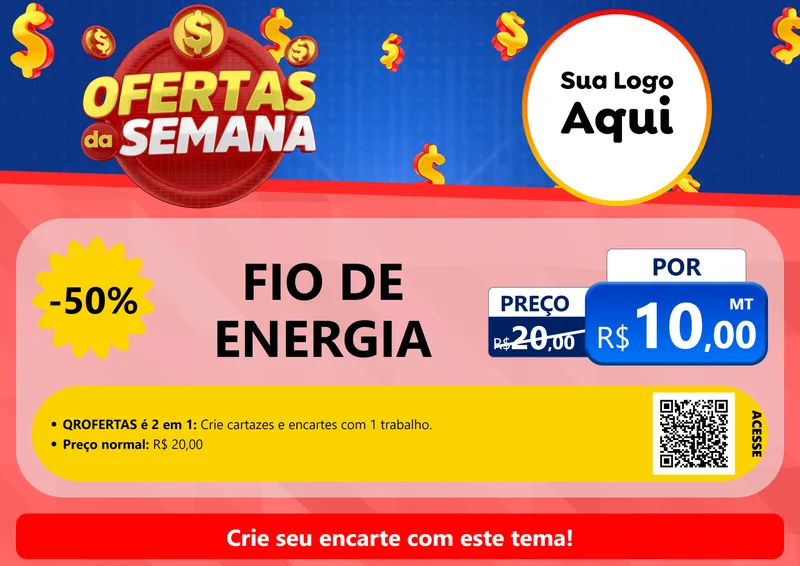 Modelo de Cartaz para Cartaz A4 Horizontal com o tema Ofertas Da Semana para Materiais Elétricos