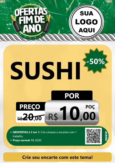 Modelo de Cartaz para Cartaz A4 Vertical com o tema Ofertas Fim de Ano para Comida japonesa