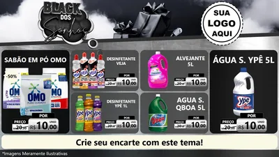 Modelo de TV para TV Horizontal com o tema Black dos Sonhos para Produtos de Limpeza