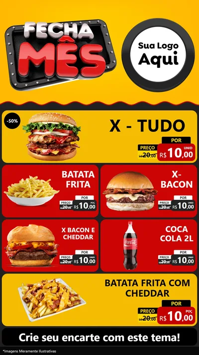 Modelo de TV para TV Vertical com o tema Fecha Mês para Hamburgueria