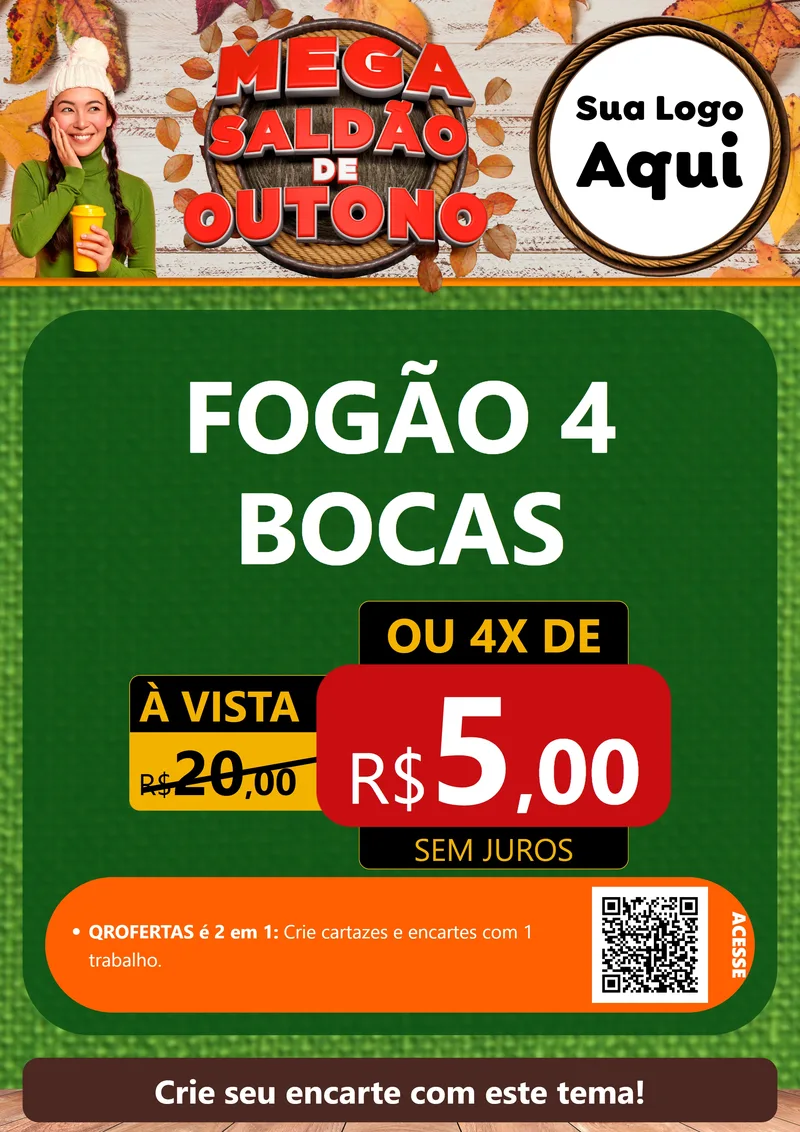 Modelo de Cartaz para Cartaz A4 Vertical com o tema Mega Saldão de Outono para Móveis e Eletro