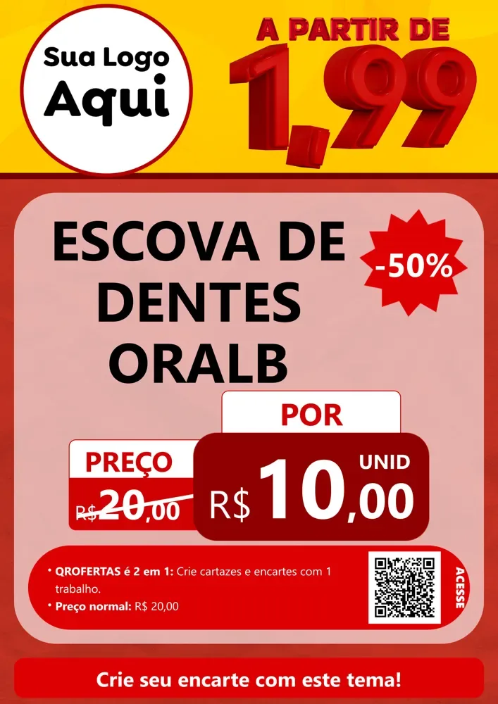 Modelo de Cartaz para Cartaz A4 Vertical com o tema A Partir de Um e Noventa e Nove - 1,99 para Higiene Pessoal