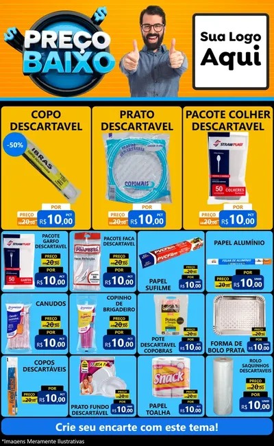 Modelo de Encarte para Encarte Grande com o tema Preço Baixo para Embalagens