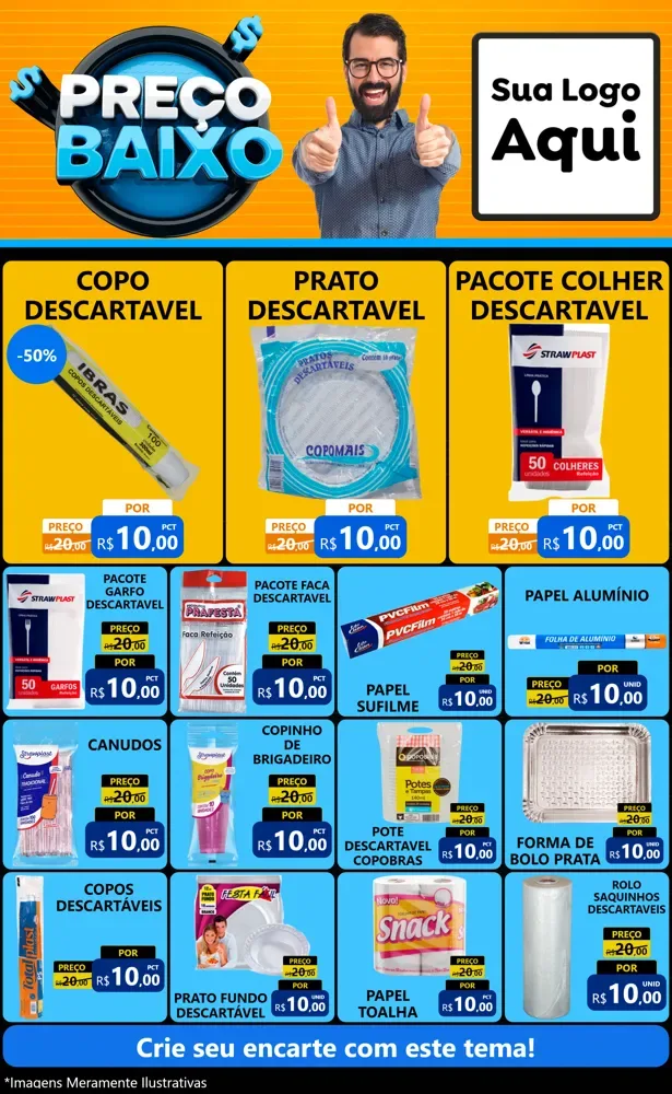 Modelo de Encarte para Encarte Grande com o tema Preço Baixo para Embalagens