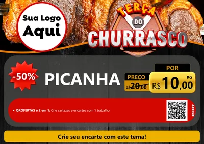 Modelo de Cartaz para Cartaz A4 Horizontal com o tema Terça do Churrasco para Açougue