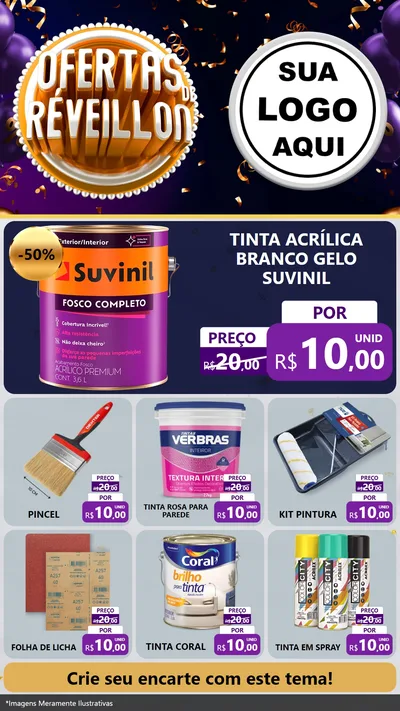 Modelo de Rede Social para Stories com o tema Ofertas de Réveillon para Tintas e Ferramentas