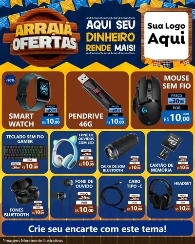 Modelo de Rede Social para Feed Instagram com o tema Arraiá de Ofertas - Junina para Informática