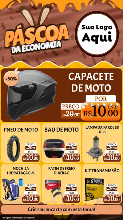 Modelo de Rede Social para Stories com o tema Páscoa da Economia para Moto peças