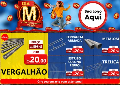 Modelo de Encarte para Encarte A4 Horizontal com o tema Dia M - O Dia Mais Barato Do Mês para Ferragens