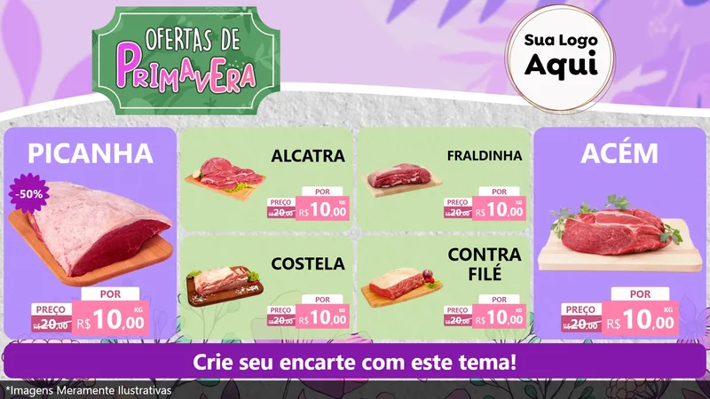 Modelo de TV para TV Horizontal com o tema Ofertas de Primavera para Açougue