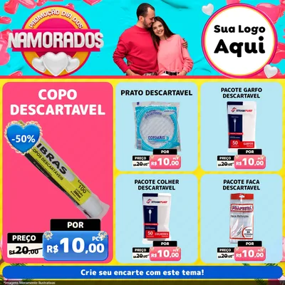 Modelo de Rede Social para Feed Facebook com o tema Promoção Dia dos Namorados para Embalagens
