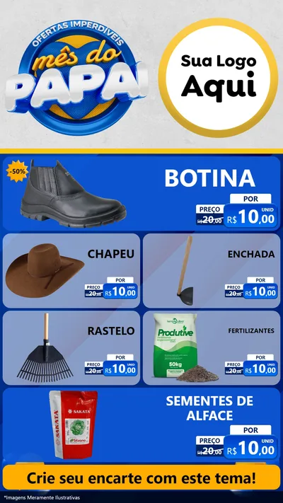 Modelo de TV para TV Vertical com o tema Ofertas Imperdíveis Mês Do Papai para Agropecuária