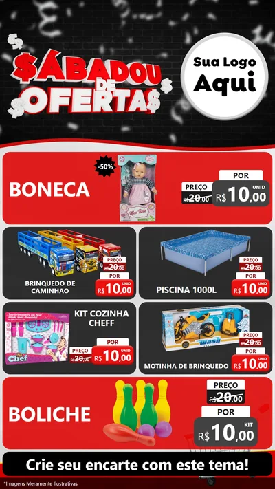 Modelo de TV para TV Vertical com o tema Sabadou de Ofertas para Brinquedos
