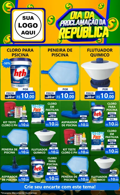Modelo de Encarte para Encarte Grande com o tema Dia Da Proclamação da República para Produtos para Piscina