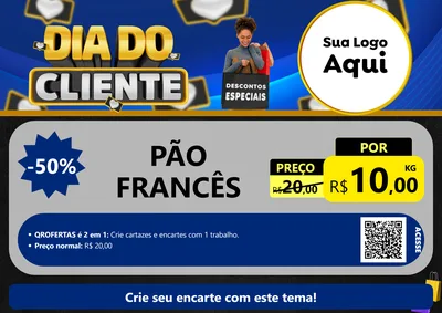 Modelo de Cartaz para Cartaz A4 Horizontal com o tema Dia Do Cliente para Padaria