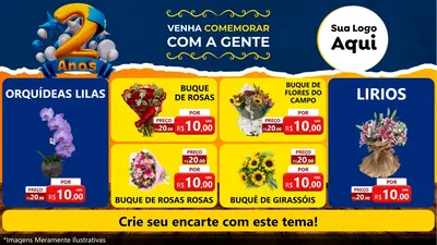 Modelo de TV para TV Horizontal com o tema Aniversário de 2 anos para Floricultura e jardim