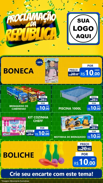 Modelo de TV para TV Vertical com o tema Proclamação da República para Brinquedos
