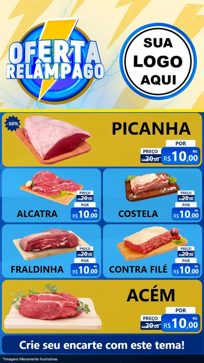 Modelo de TV para TV Vertical com o tema Oferta Relâmpago para Açougue