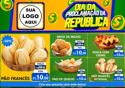 Modelo de Encarte para Encarte A4 Horizontal com o tema Dia Da Proclamação da República para Padaria