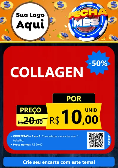 Modelo de Cartaz para Cartaz A4 Vertical com o tema Fecha Mês para Suplementos alimentares