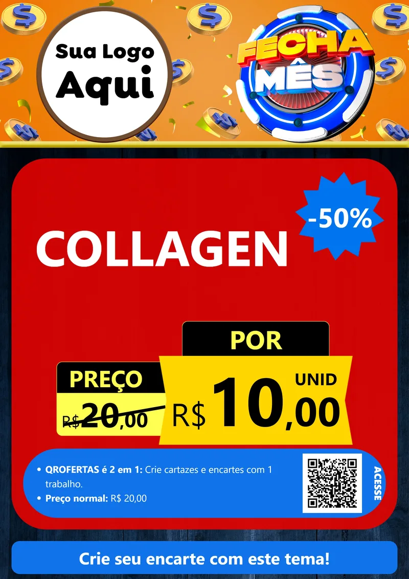 Modelo de Cartaz para Cartaz A4 Vertical com o tema Fecha Mês para Suplementos alimentares