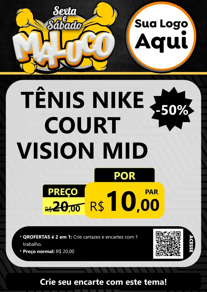 Modelo de Cartaz para Cartaz A4 Vertical com o tema Sexta e Sábado Maluco para Calçados
