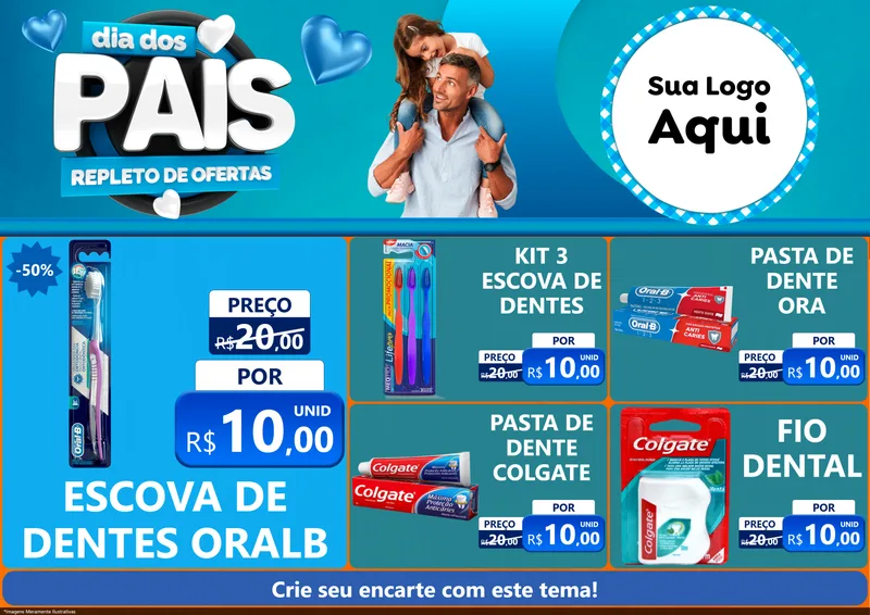 Modelo de Encarte para Encarte A4 Horizontal com o tema Dia Dos Pais Repleto de Ofertas para Higiene Pessoal