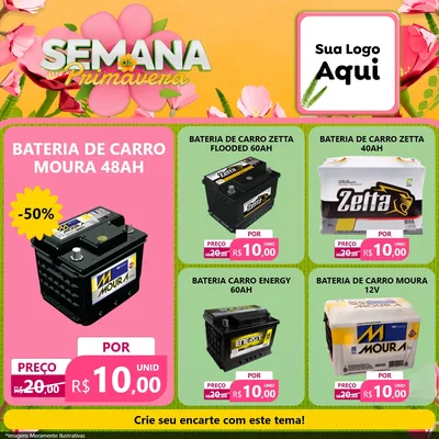 Modelo de Rede Social para Feed Facebook com o tema Semana da Primavera para Baterias Elétricas